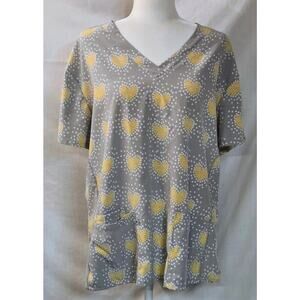 Scrub Top Womens 1X Divine Curves Stretch All Over Print Paisley Pockets